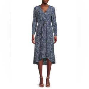 Rails Jade Navy Ditzy floral puff sleeve midi dress size small